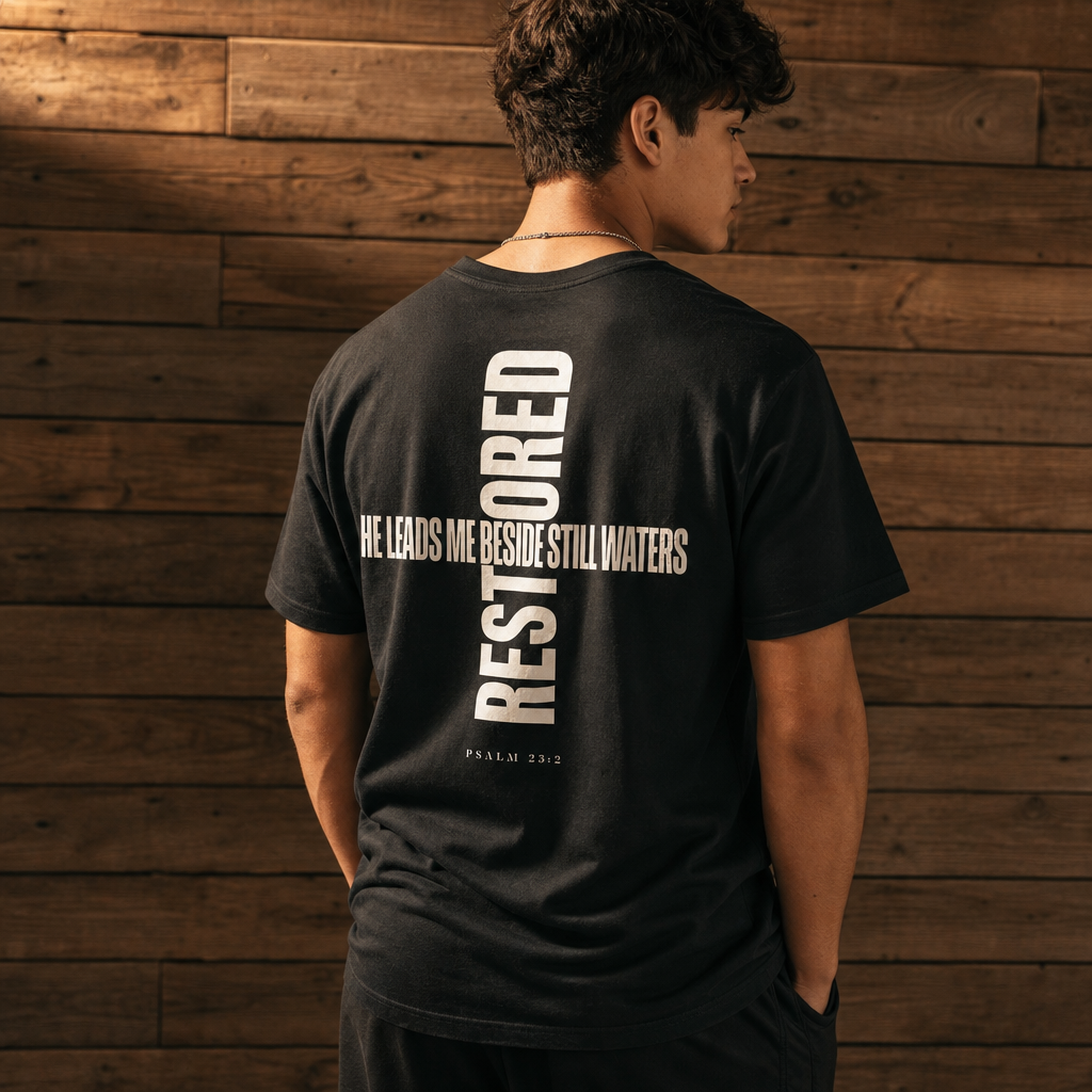 HE LEADS ME BESIDE STILL WATERS TEE- PSALM 23:2