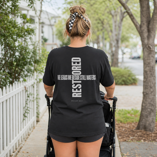 HE LEADS ME BESIDE STILL WATERS TEE- PSALM 23:2