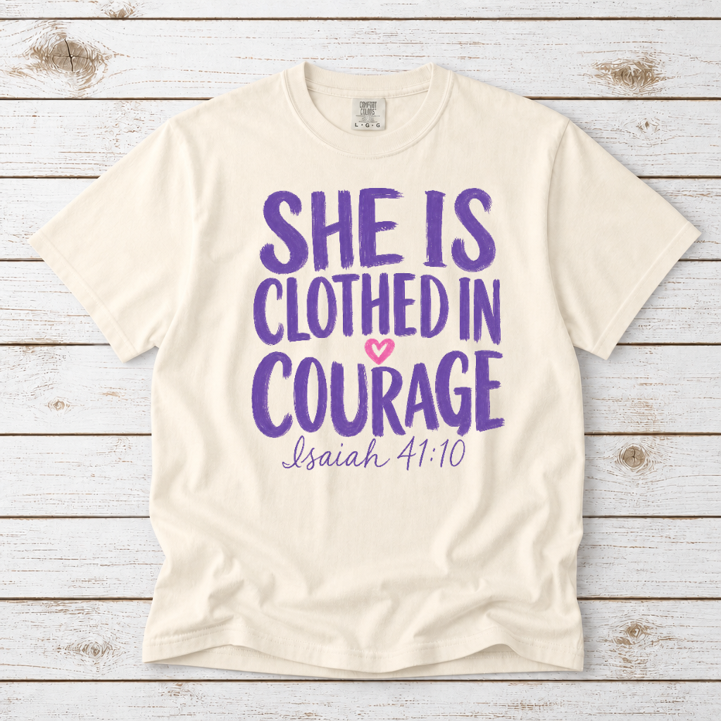 SHE IS CLOTHED IN COURAGE UNISEX TEE