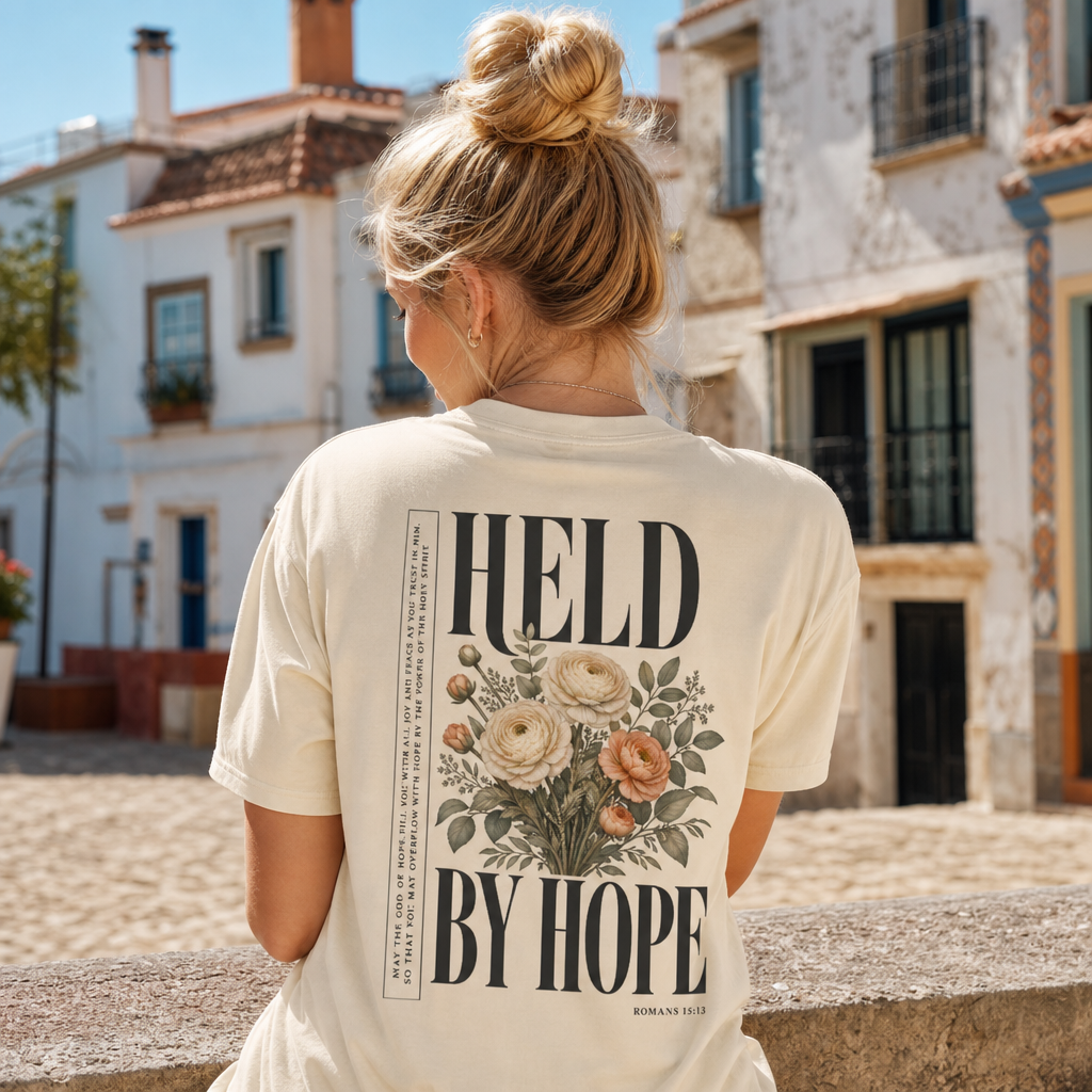 HELD BY HOPE TEE- ROMANS 15:13