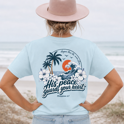 HIS PEACE GUARDS YOUR HEART TEE- PHILIPPIANS 4:7