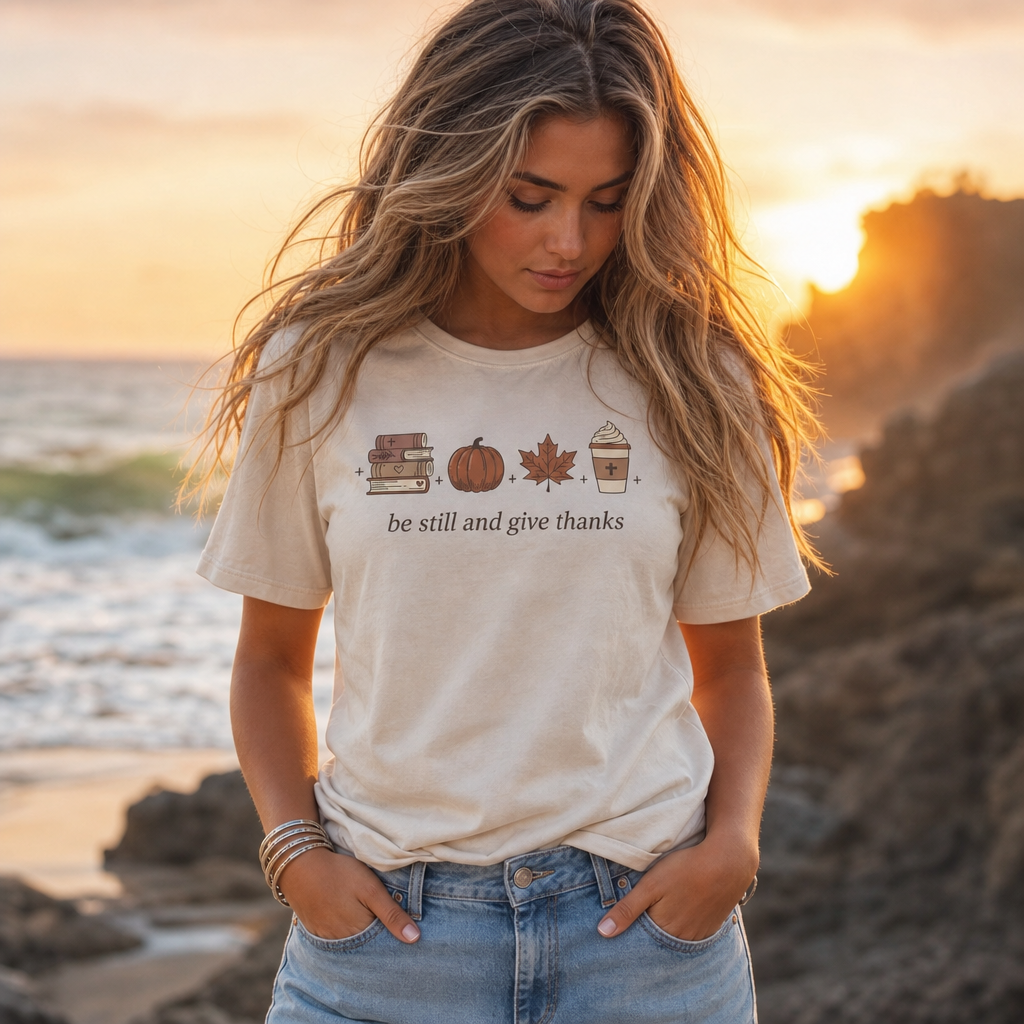 BE STILL AND GIVE THANKS AUTUMN TEE
